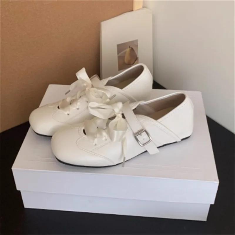 Fashion Square Toe Shallow Mouth Mary Janes Women's Inside Heightened Ribbon Bow Casual Soft Sole Non-Slip Flat Single