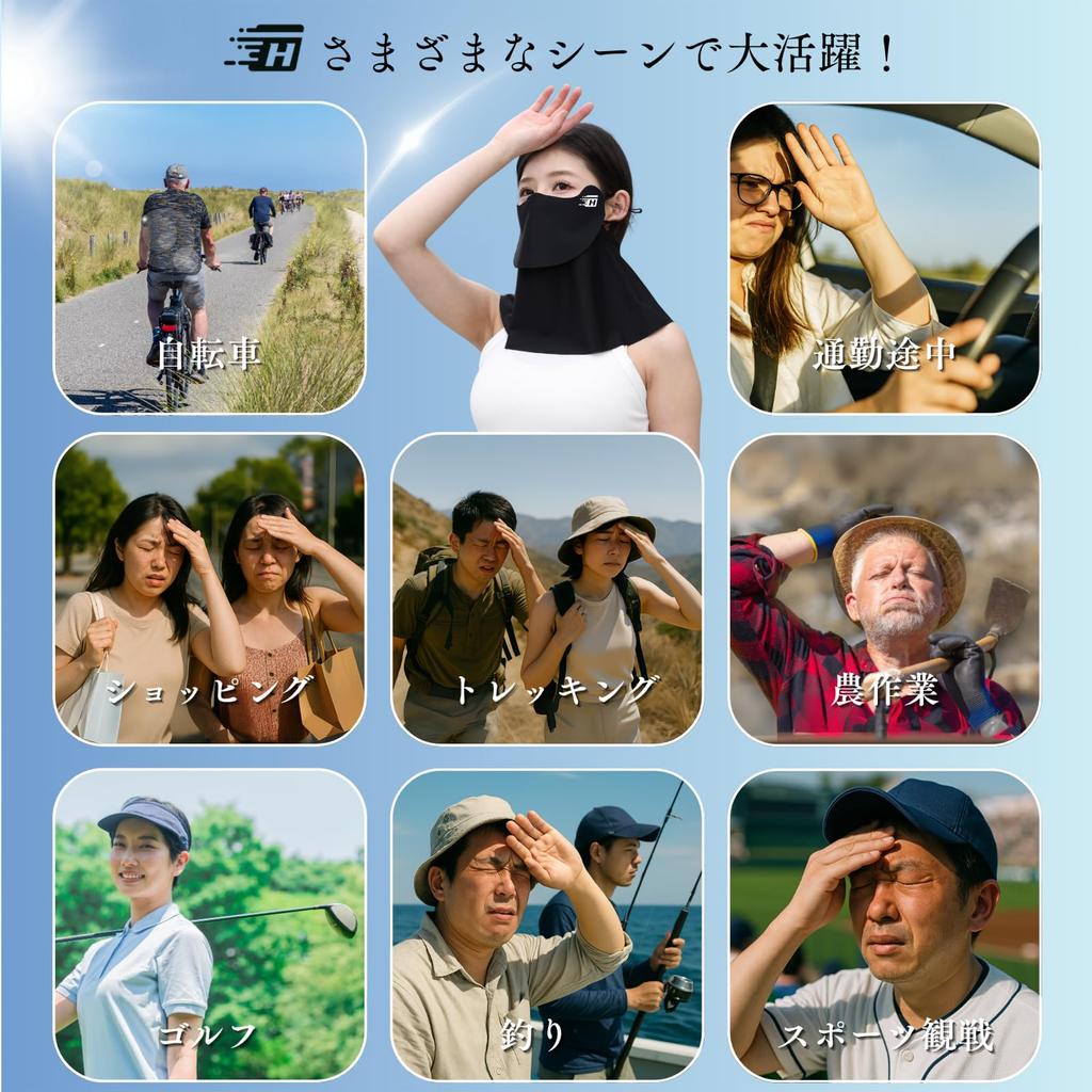 Hirashinn Summer Patented Opening Design Long Chin Sun Protection Face UV Cooling to the Adjustable Ear Comfortable Face Guard for and Farm Unisex