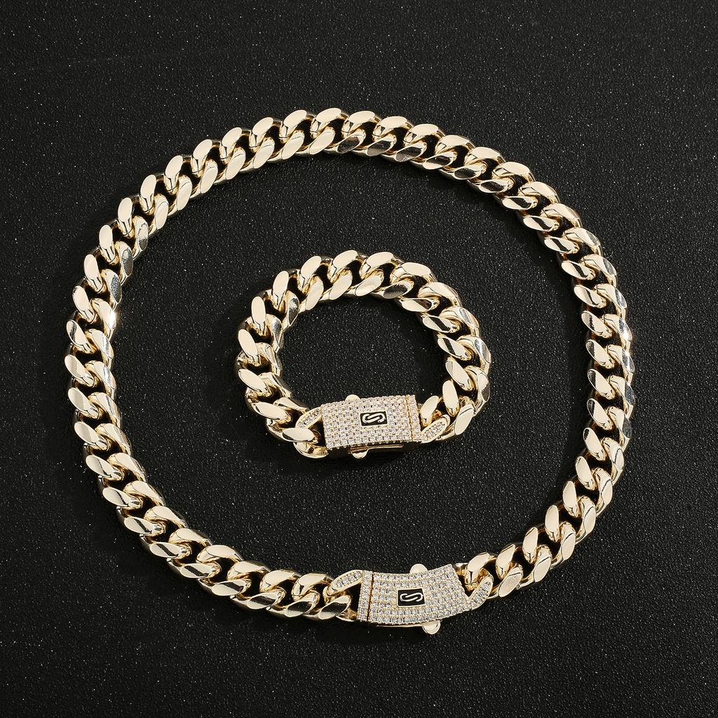 Cadena nueva 14K Monaco para hombres y mujeres, latón, circonita cúbica, pulsera Monaco de moda para hombres y mujeres