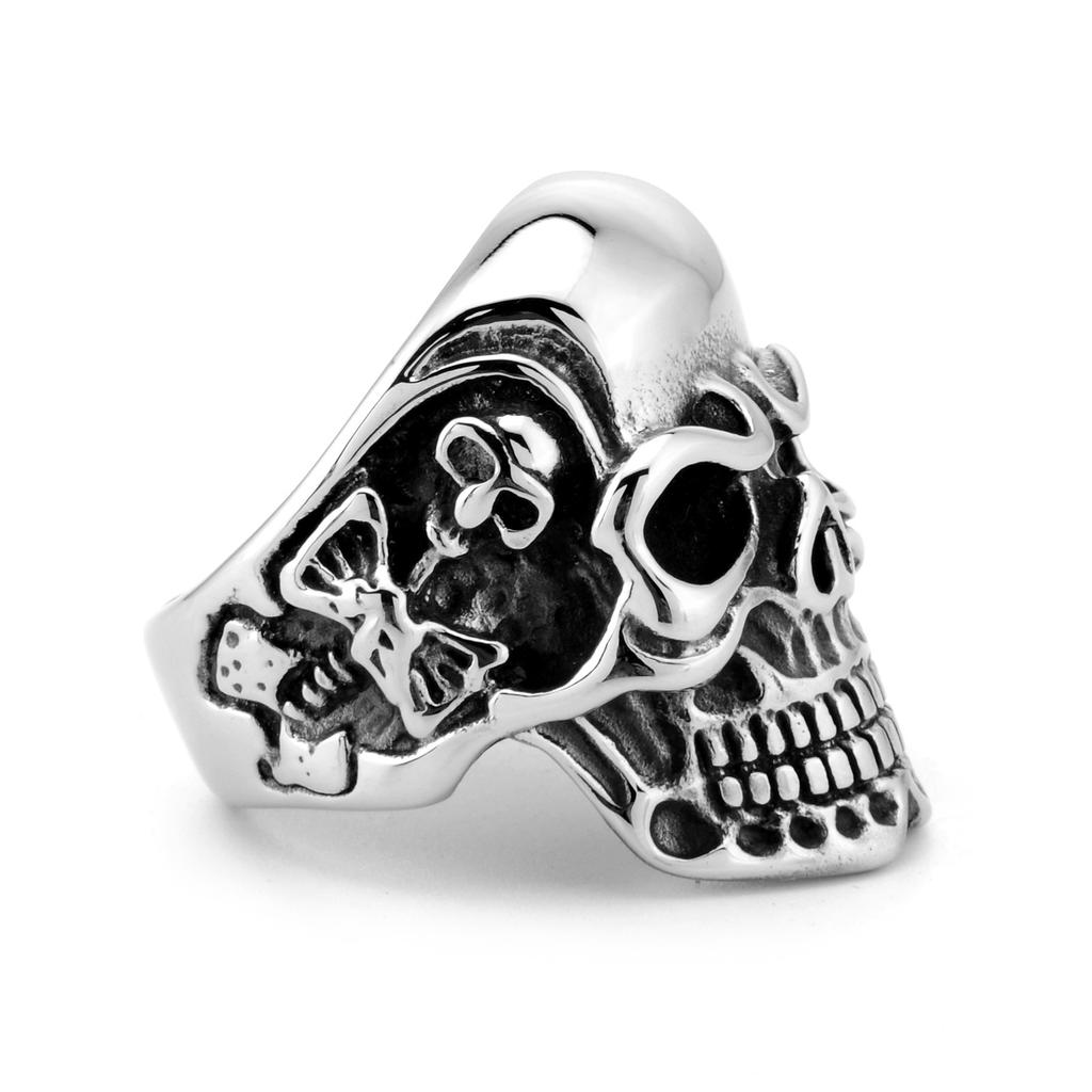 Joyería Exagerada de Acero Inoxidable Personalidad Retro Calavera Sobredimensionada Anillo de Acero al Titanio para Hombre