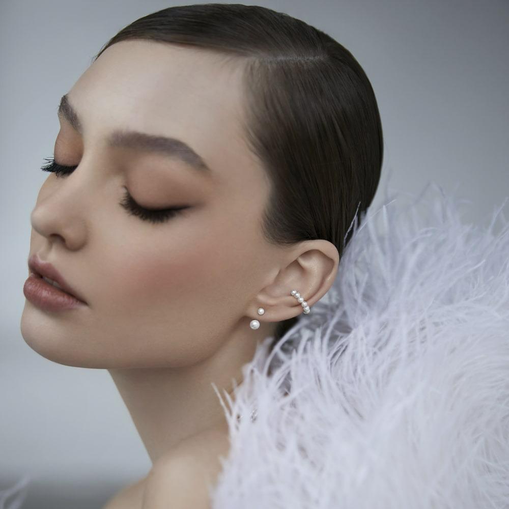 S925 Sterling Silver Dual Pearl Earrings with Gold Back-Hanging Design - Elegant and Versatile