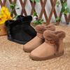 Winter New Horn Buckle Leather Warm Snow Boots Women's Matte Real Wool Wool Shoes Velvet Cotton Shoes Short Boots