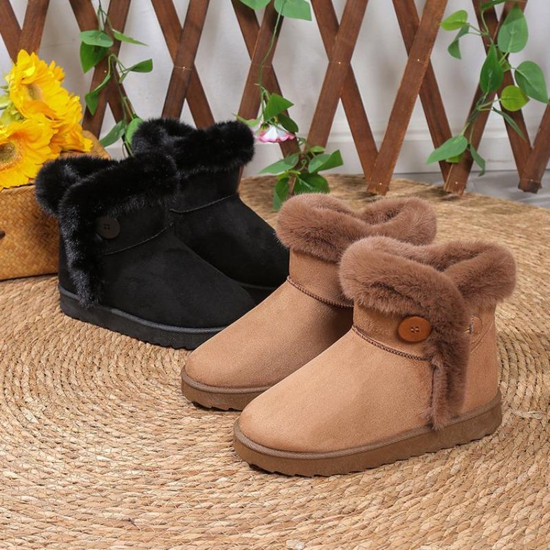 Winter New Horn Buckle Leather Warm Snow Boots Women's Matte Real Wool Wool Shoes Velvet Cotton Shoes Short Boots