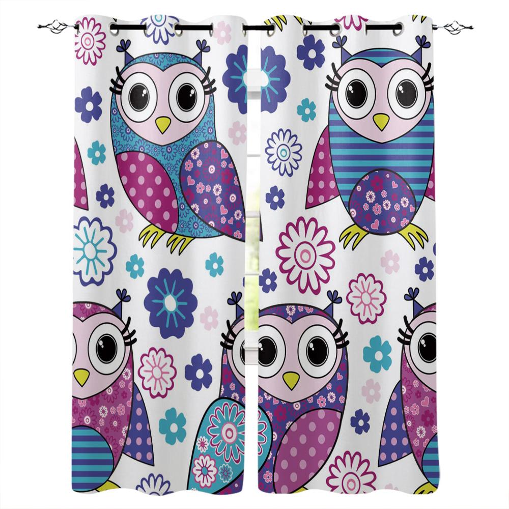 

Мультяшная Сова, оконные шторы, шторы для гостиной, декоративные предметы для гостиной 100W x 215H(cm) x2