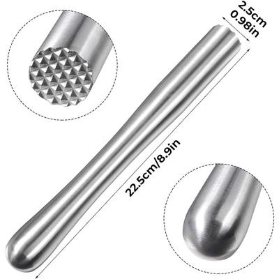 Pilon à cocktail en acier inoxydable, Pilon à boisson, Broyeur à fruits et à glace, Bâton de bar
