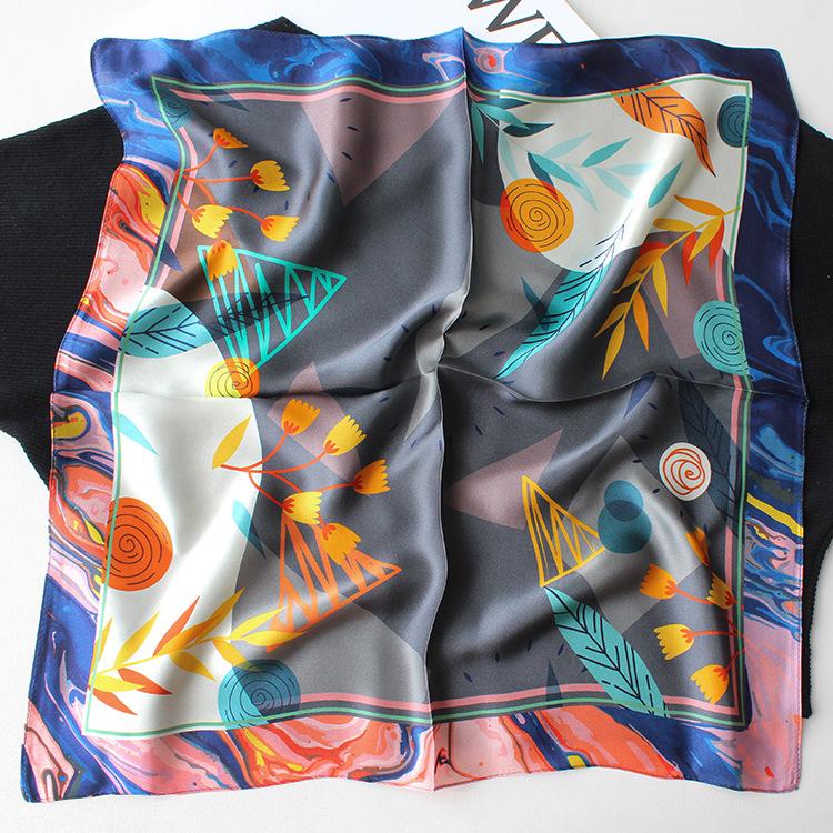 2024 Summer Custom Charmeuse Silk Scarf Print Pure Silk Scarf Hijab Shawls 100% Silk 53*53CM Scarfs for Women