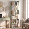 S Shaped Bookshelf 6 Tier Bookcase Freestanding Storage Shelves With Anti Tip Strap For Living Room Light Green