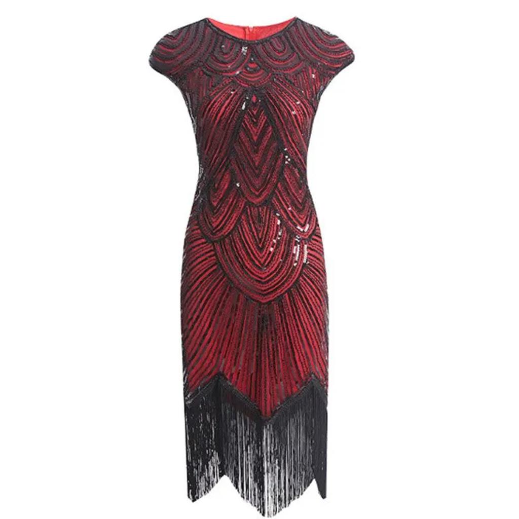 Elegant And Sexy Evening Dress With Tassels, Double-sided Sequins And Beads