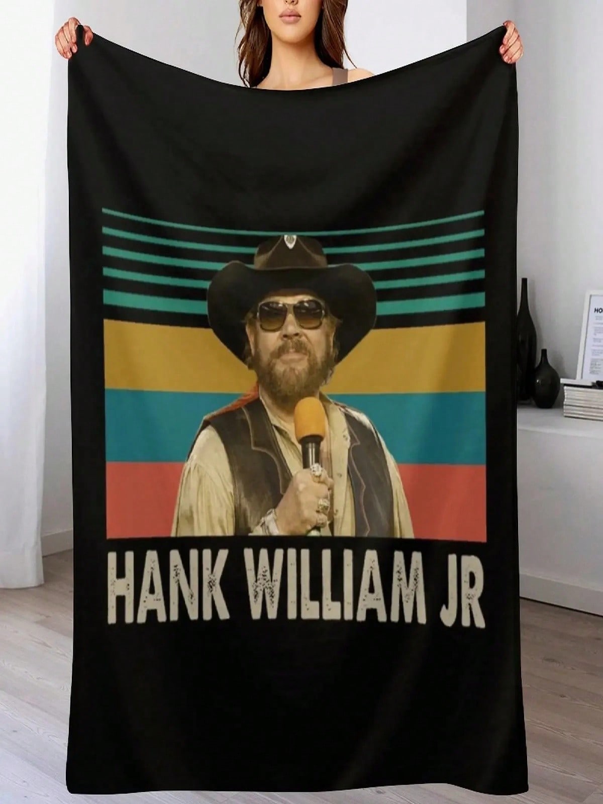 Hank Williams Jr T-ShirtGraphic Hank Jr Williams Love Outlaw Music Throw Blanket Warm Thermal Luxury Throw For Babies Blankets S разноцветный