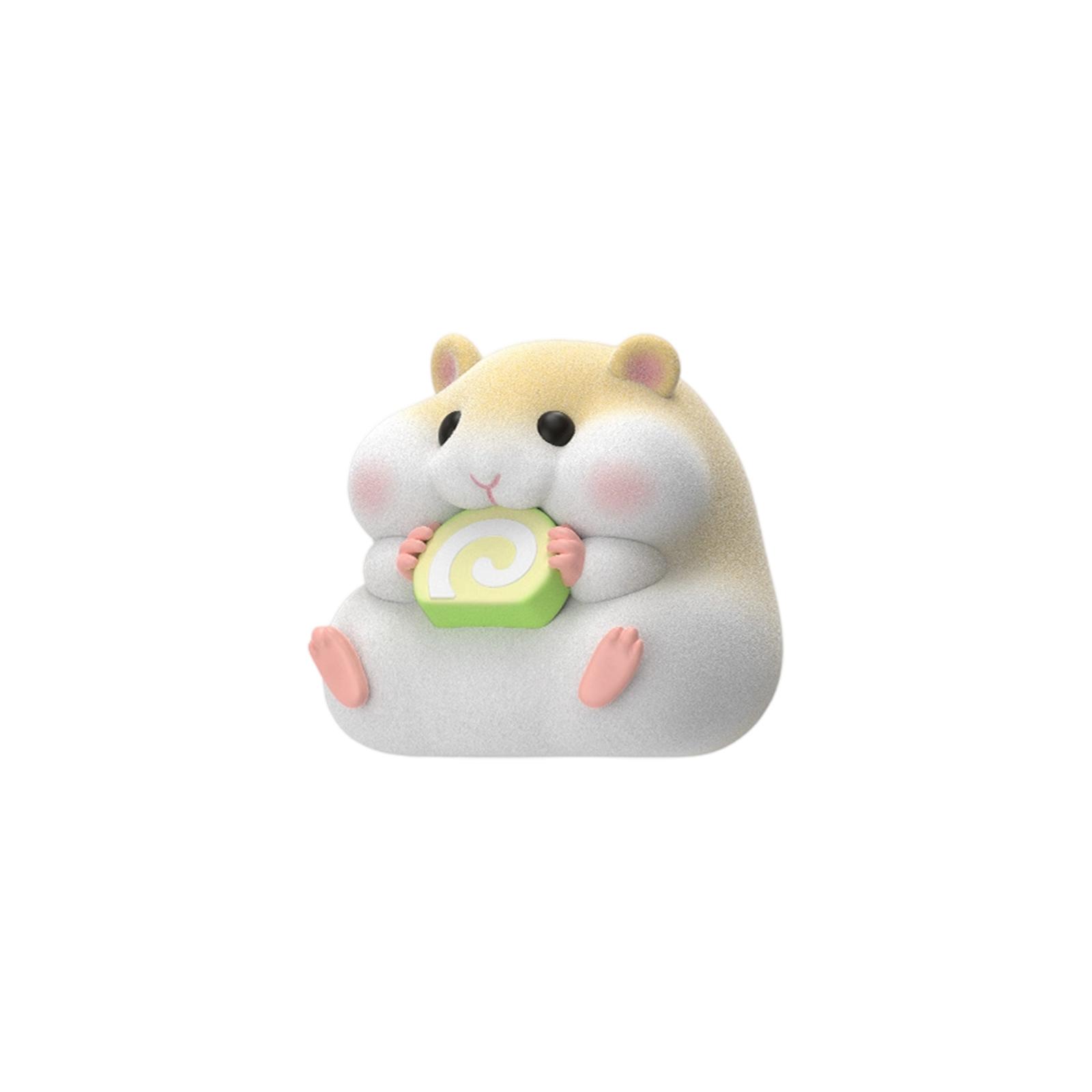 

Cute Sitting Hamster Figurine Holding a Piece of Cheese Collectible Toy Model Resin Desk Ornament for Home Office Decoration One Size