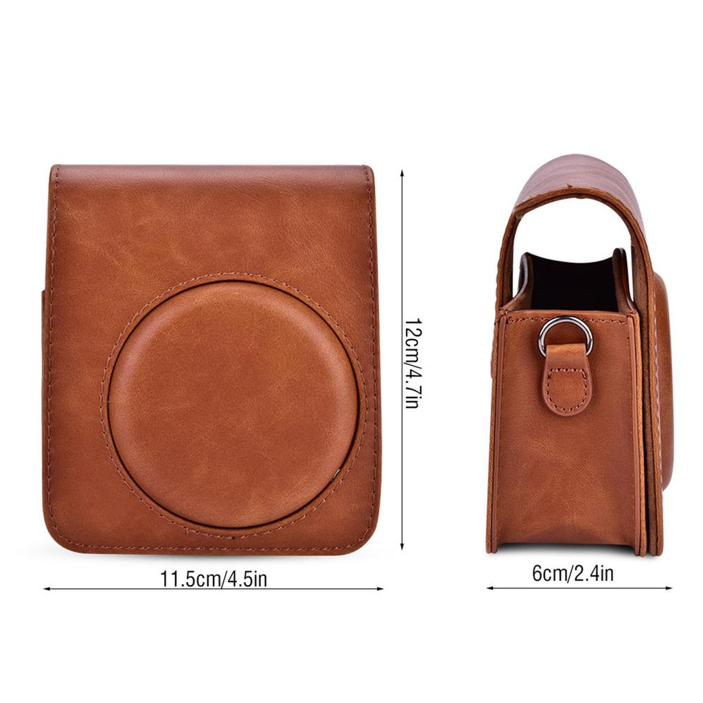 Protective PU Leather Camera Case Bag with Strap for Fujifilm Instax Mini 70 (Brown)