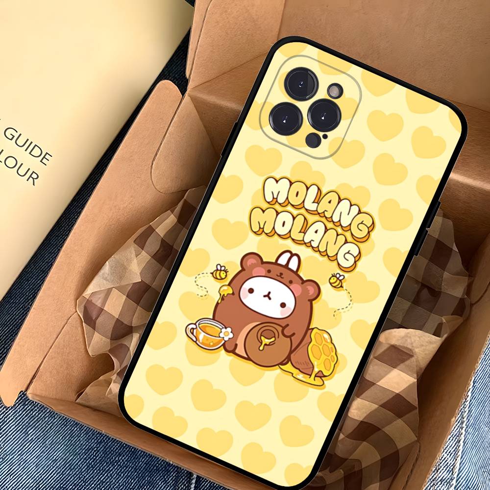 Кавайная Милая Кролик M-MolangS Аниме Чехол для Телефона Для IPhone 14 Plus 13 Mini 11 16 15 17 Pro Max Защита Ударопрочный iPhone 17 Pro