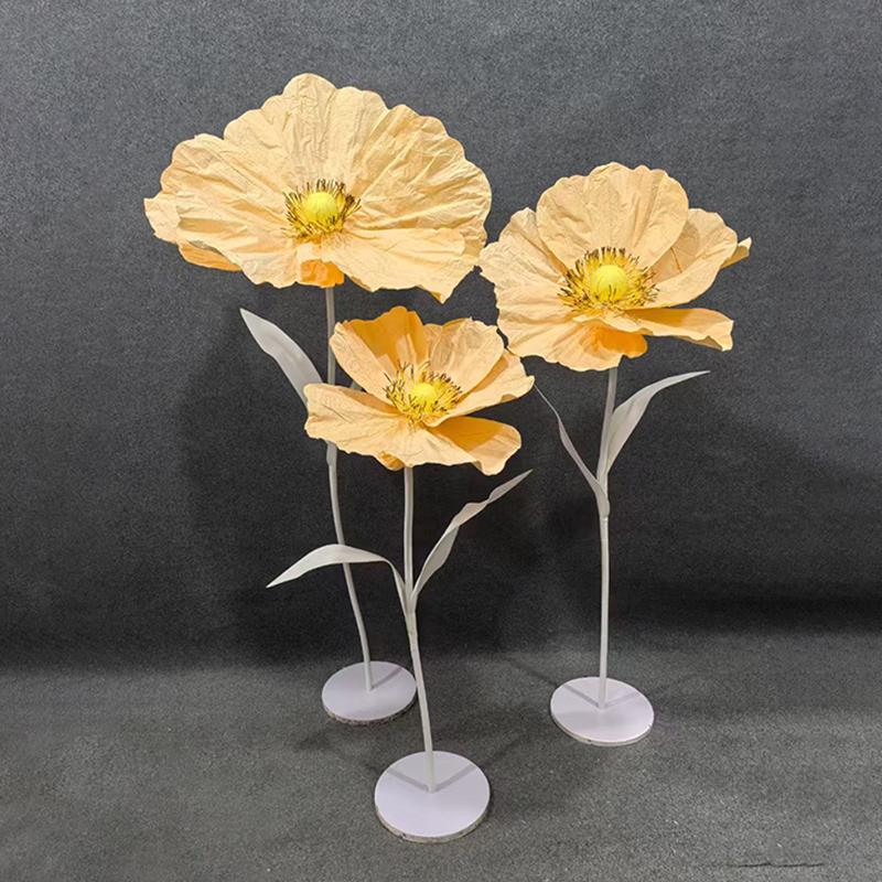 Giant Handmade Poppy Aisle Flowers for Wedding Background Decoration