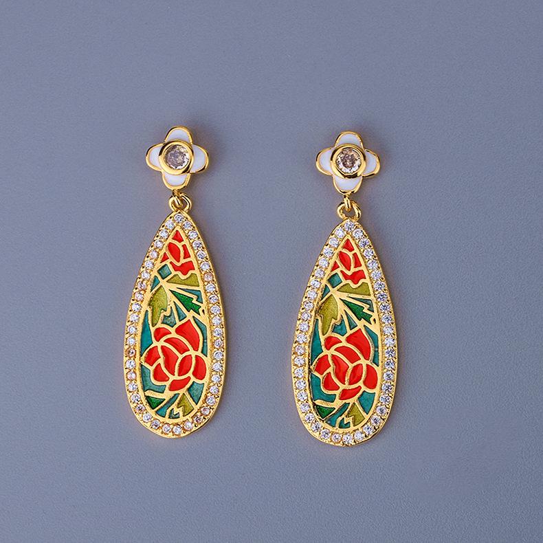 Эмалевые серьги Элегантность Большие серьги Геометрические Длинные серьги Женские Роскошные Эпоксидные