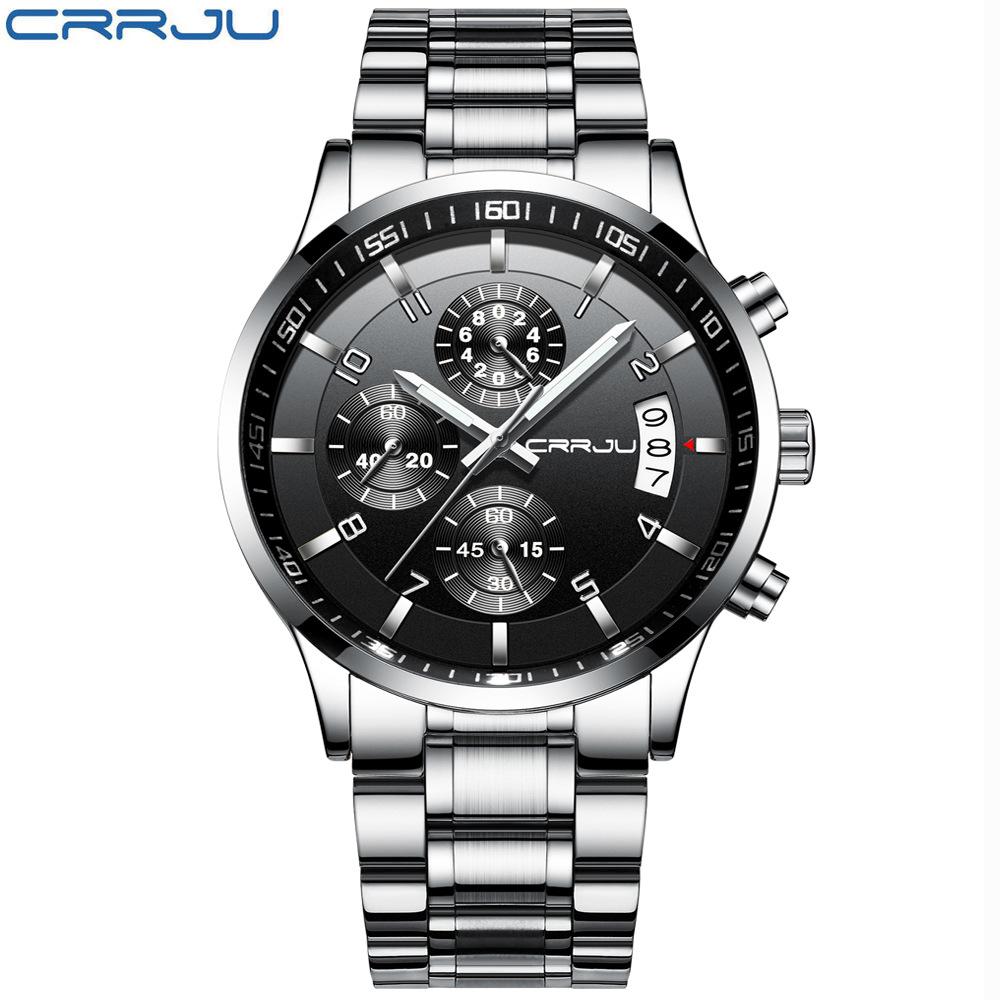 CRRJU 2214New six-hand steel strap solid men's hot-selling casual personalized watch, fashionable and popular for men
