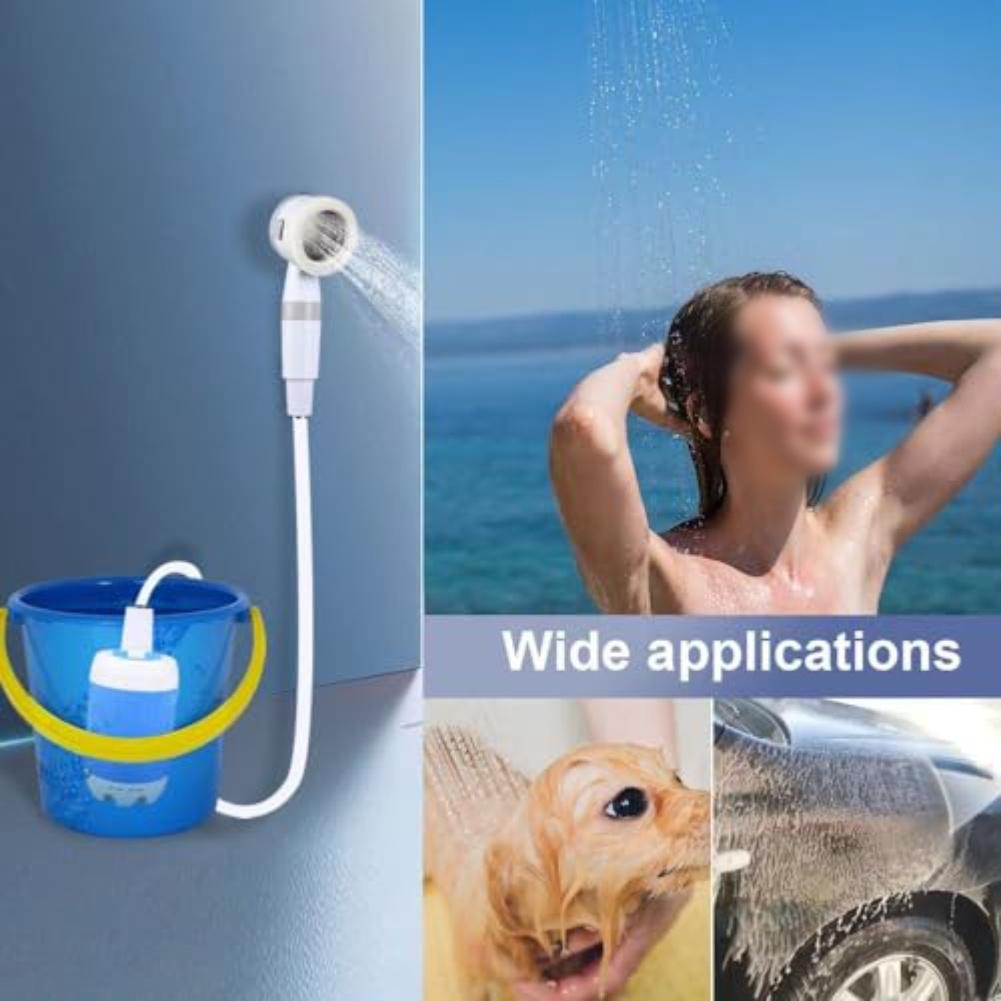 Built-in Battery Camping Shower Pump Rechargeable Shower Head