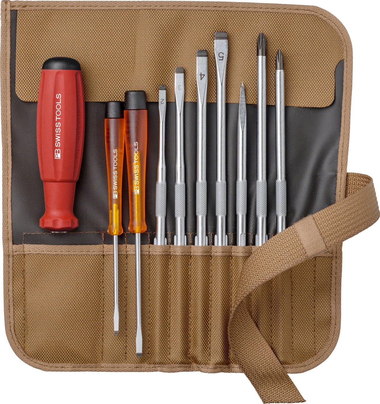 

PB SWISS TOOLS 8218TO Interchangeable Screwdriver Set, 9 Pieces, Brown