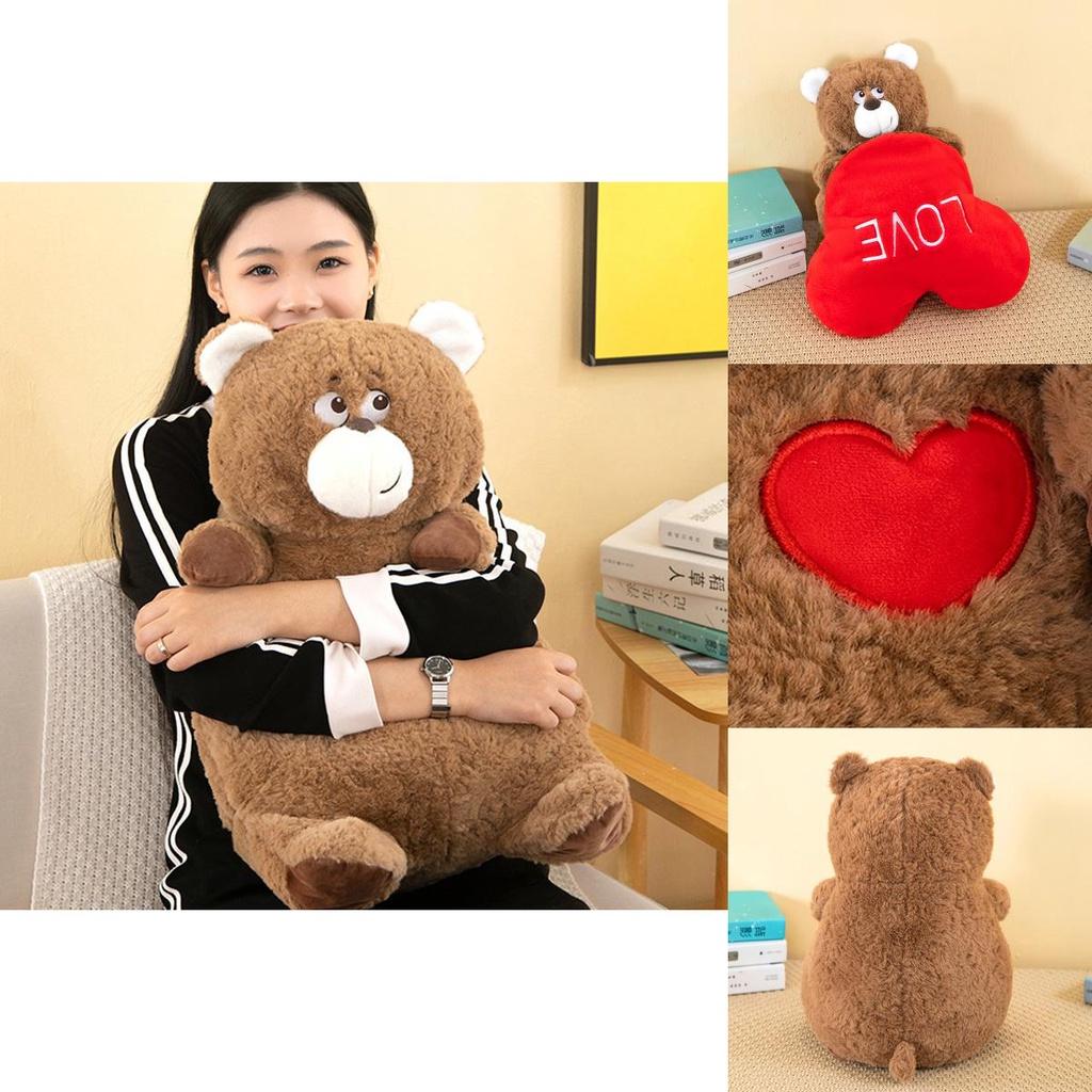 Cute Teddy Bear Plush Toy Flip Heart Pillow Cartoon Animal Doll Birthday Gift For Girls 40cm 0.35kg