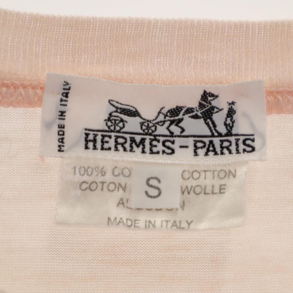 HERMES made in Italy Long sleeve One point embroidery T-shirt S Ron T Women Used