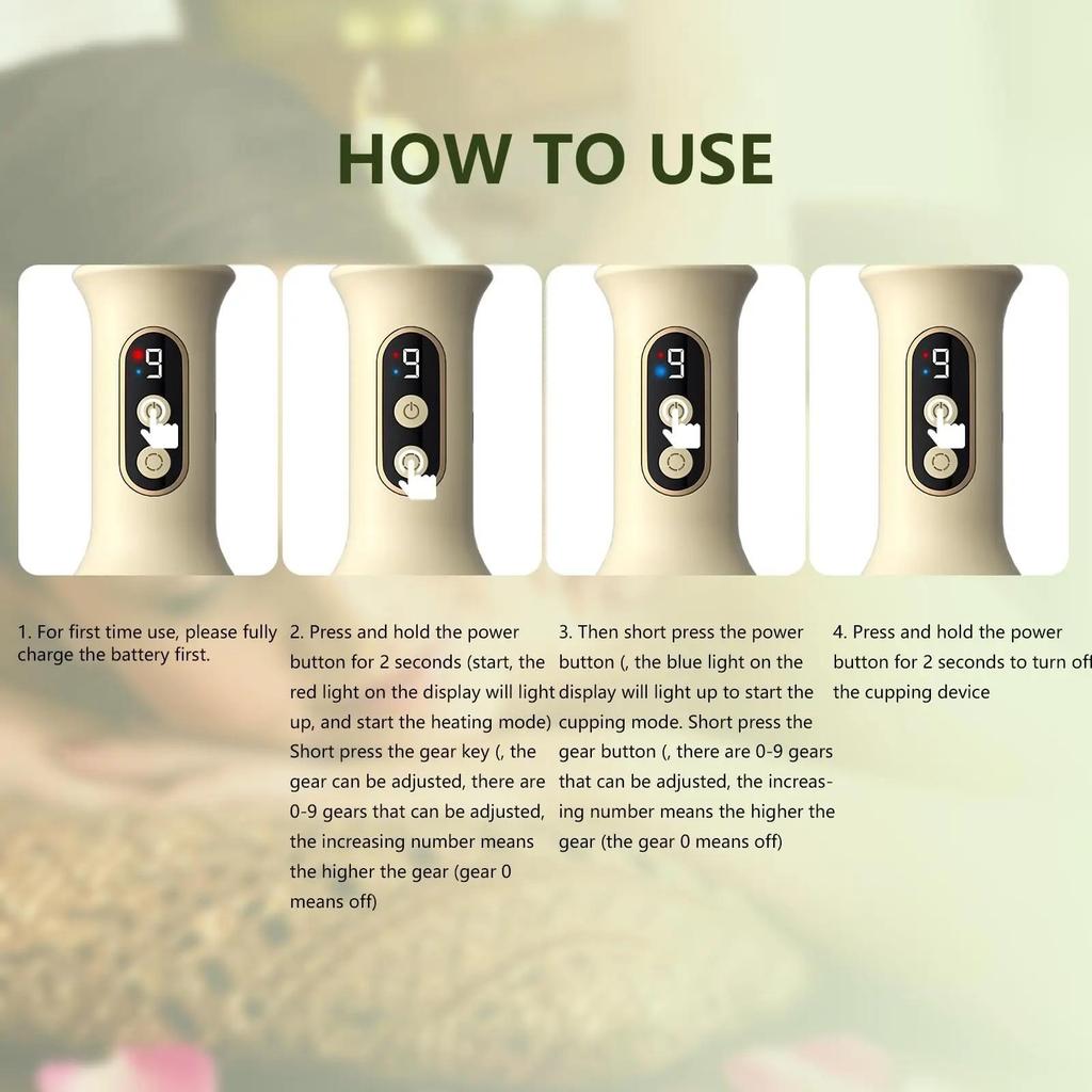 Smart Cupping Massage Machine 9 Levels Vacuum Suction Cup Chinese Meridian Cans Red Light Heating Jars Body Cellulite Scraping