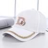 Letter D Rhinestone Baseball Cap, 100% Polyester, Adjustable Toggle Closure, Sun Protection, Casual Novelty Themed Cap