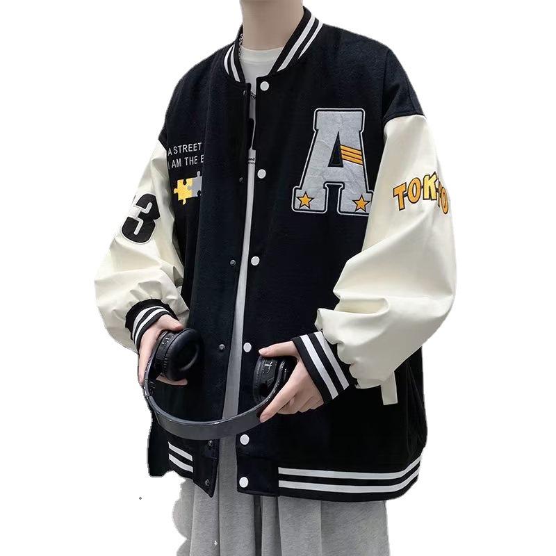 Men's Trendy Contrast Color Baseball Jacket - Autumn 2023