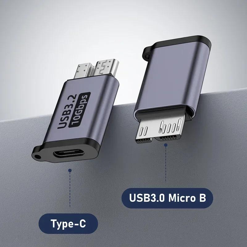 Adaptador Micro B USB C 3.0 Macho para Tipo C Fêmea Conector Tipo-C USB3.0 Micro B