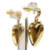 Chanel C24K Gold Black Heart Lace Design CC Logos Earrings Earring goldUsed