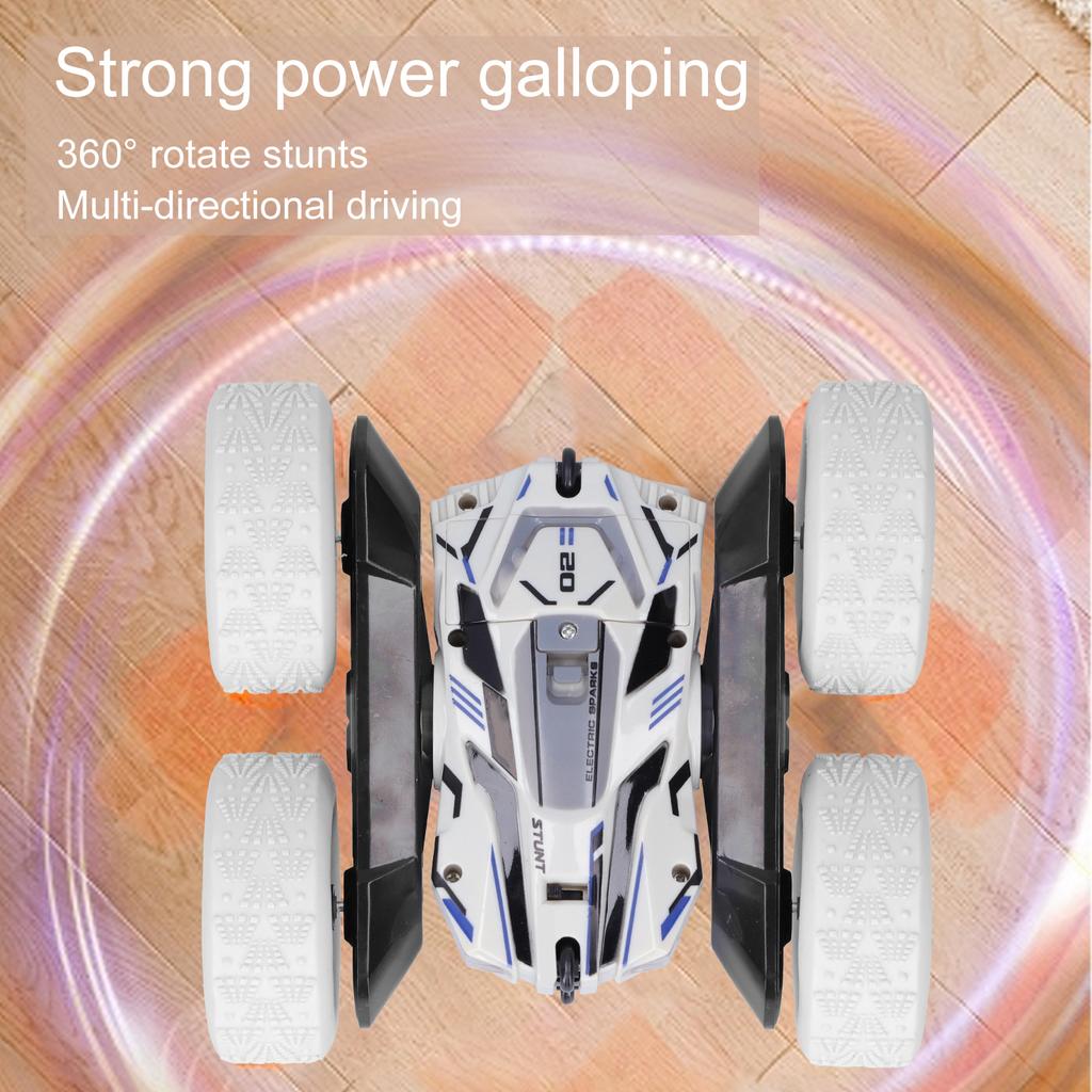 2.4G DoubleSided Remote Control Drift Car 360 Degree Rotating RC Stunt Car Toy for Child(Blue )