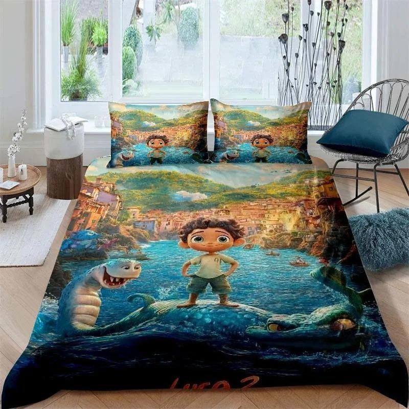 Funda Nórdica Funda de Almohada Dibujos Animados Luca Juego de Cama Adulto Niño Niña Decoración de Dormitorio Niños Tamaño Individual Doble