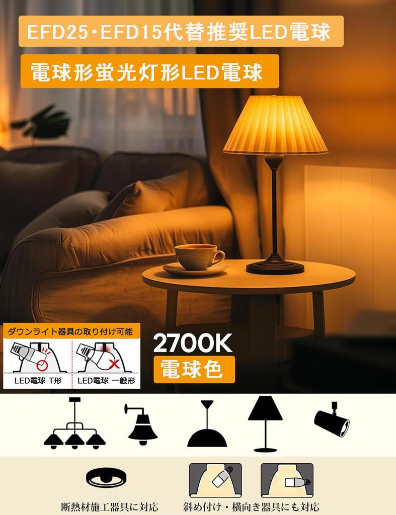 GOHDLAMP Warm White LED Bulb, T-Type, Equivalent to 60W, E26 Base, 1190lm, Omnidirectional, Replacement for EFD25EFD15 Fluorescent Bulbs, Suitable