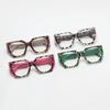 Fashionable And Personalized Large Frame Women'S Flat Light Glasses Retro Neutral Leopard Print Anti Blue Light Glasses
