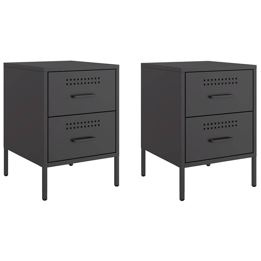 Nightstands 2 Pcs Black 36 X 39 X 50.5 Cm Steel