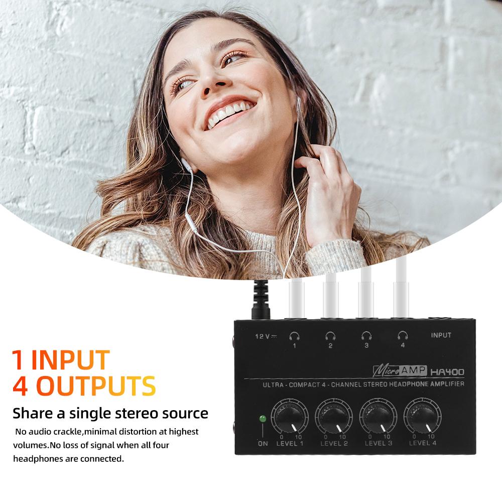 Headphone Amplifier Ultra-Compact Stereo Earphone Amplifier Audio Amplifier 4 Channels for Music 6.35MM Jack with Volume ControlGood Product