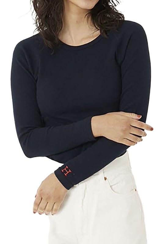 HOLLYWOOD RANCH MARKET Stretch French Rib Long Sleeve T-Shirt (XL, Navy)