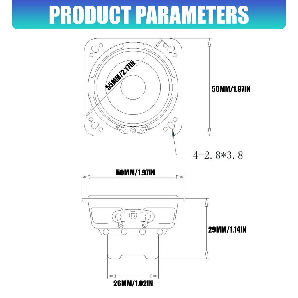 Professional 2inch 4Ohm 10W NdFeB Woofer 150Hz 20KHz Frequency Ranges For Customs Speaker Builds