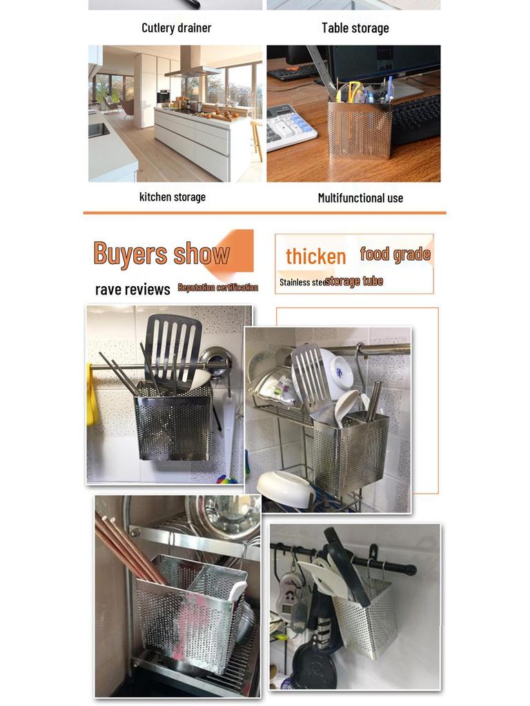 Stainless Steel Hanging Chopstick Holder & Kitchen Storage Rack