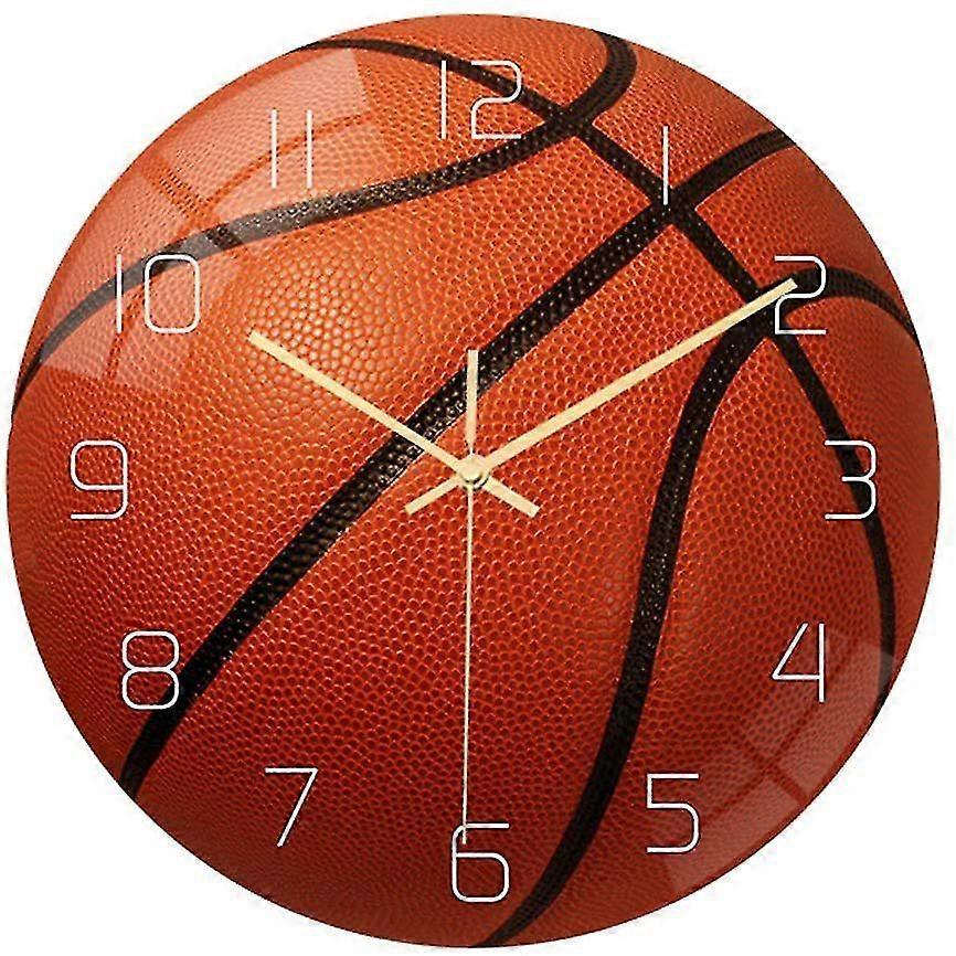 Nástěnné hodiny s basketbalovým motivem Kulaté s motivem basketbalu Jednoduché závěsné hodiny Pro domácnost Obývací pokoj Jídelna Dekorace