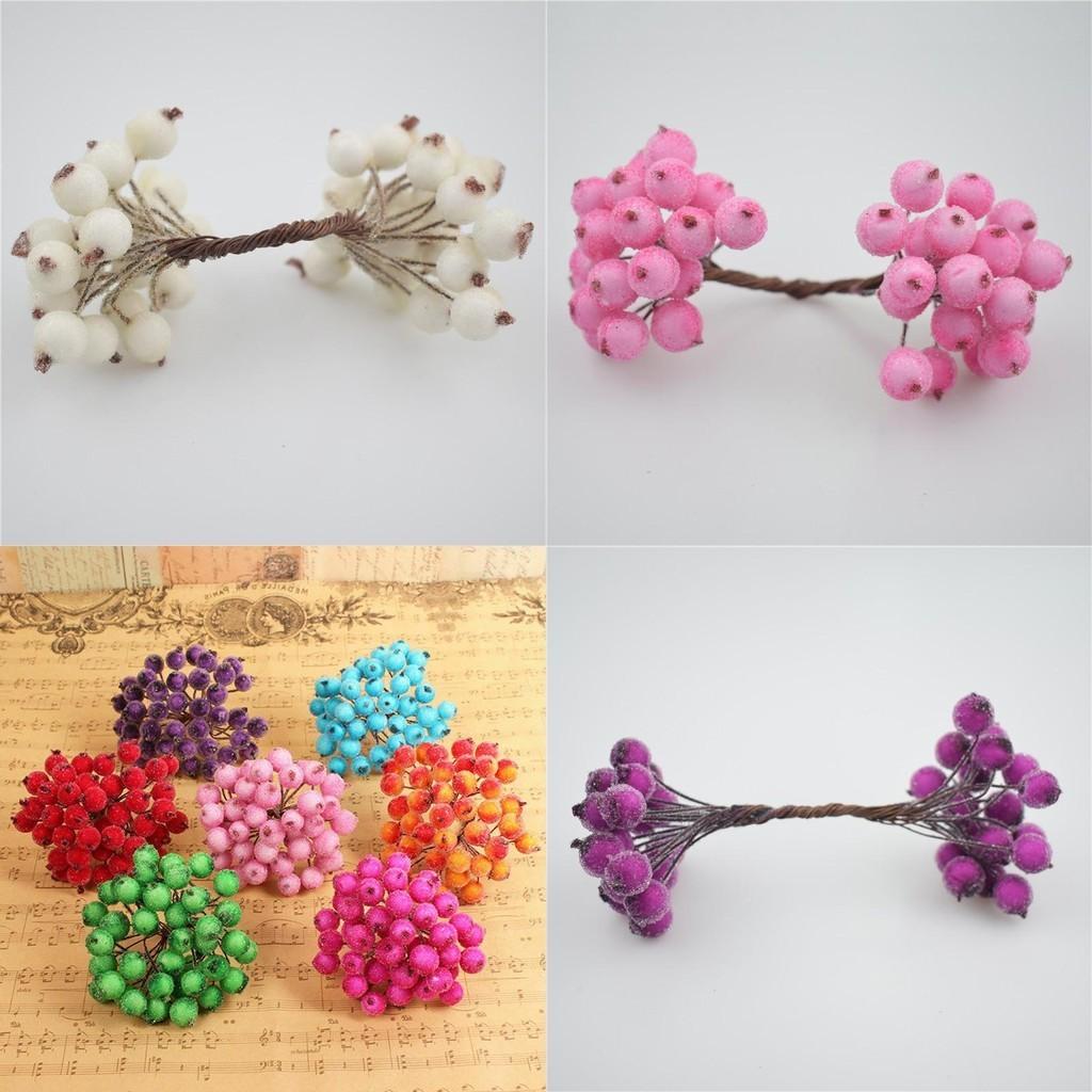 Mini Christmas Foam Frosted Fruit Artificial Holly Berry Flower For Elegant Home Decor