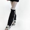 Women's Slouchy Leg Warmers with Side Split Buttons Solid Color Fleece Lined Drawstring Leg Covers Footless Long Socks