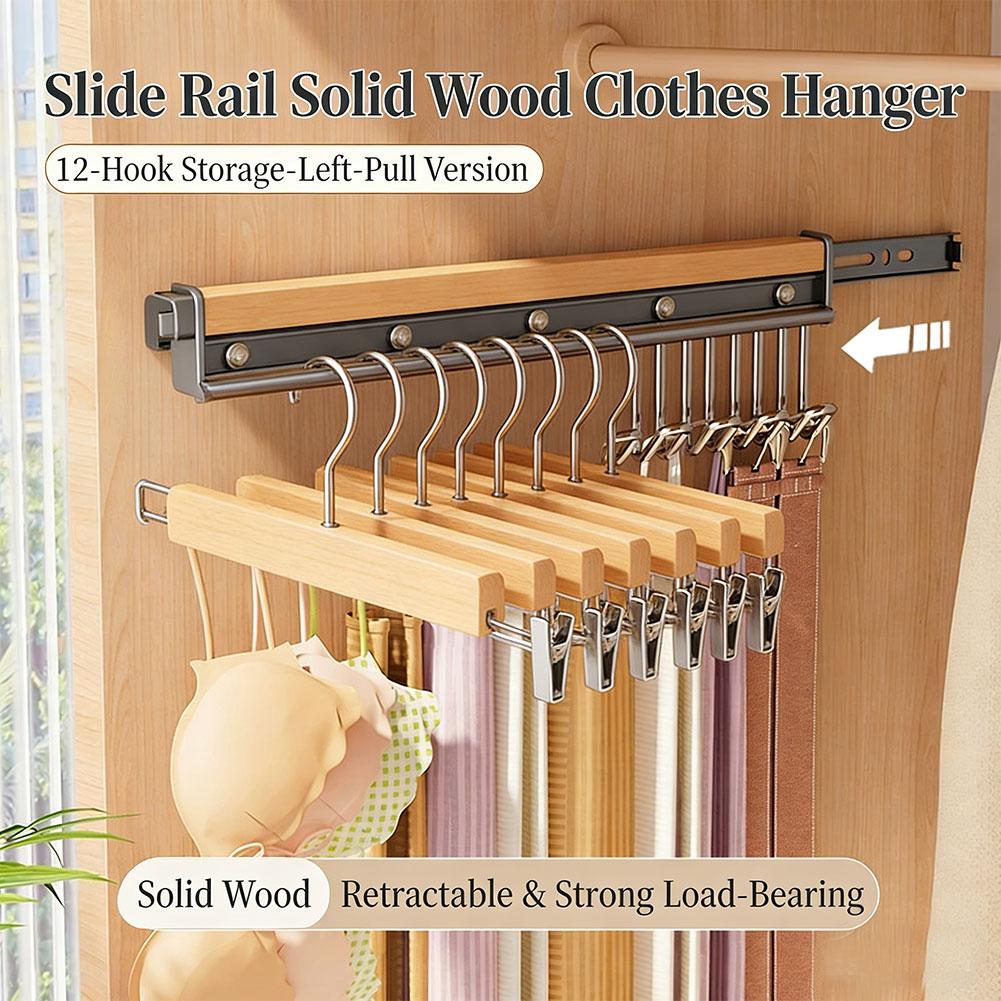 Wooden Clothes Hanger With 12 Hooks Bra Space Saving Hangers Heavy Duty Wooden Hanger With Rotating Hooks Closet Wardrobe