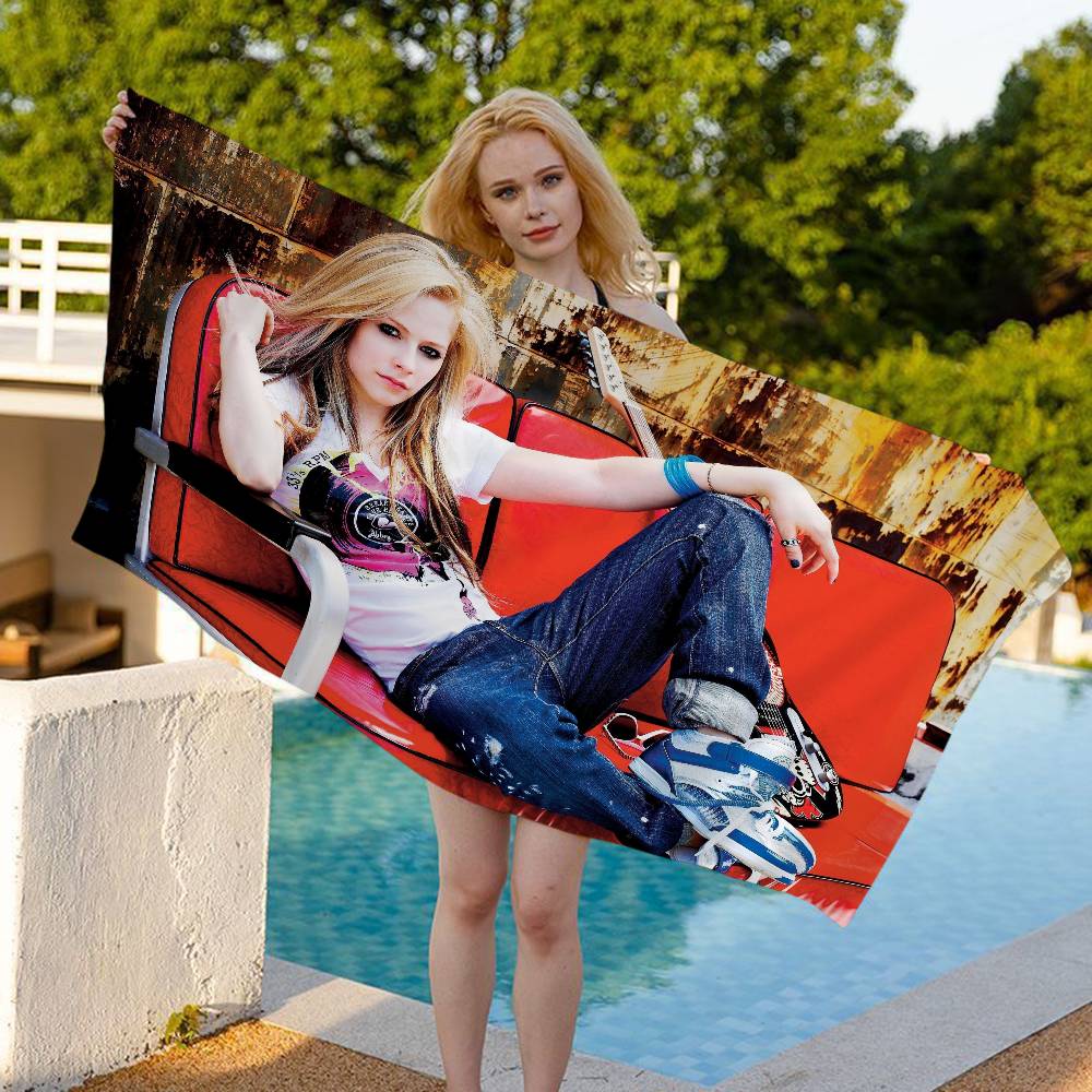 Singer A-Avril L-Lavigne Beach Towel Colorful Bath Towels for Girl Microfiber Quick Dry Custom Sand Free Beach Yoga Spa Gym Pool
