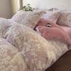 3D Three-Dimensional Thickened Rabbit Hair Carved Fleece Milk Fleece Four-Piece Single Quilt Cover