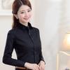 Women's Korean-Style Thickened Velvet Black and White Slimming Long-Sleeve Shirt - Professional Workwear Base Layer