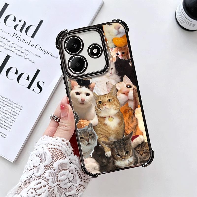 Crying Cats Combine Memes Plating Phone Case For Xiaomi Redmi Note 14 15 Pro Plus 13 12 11 11S 11T 10 9S 9 5G Anti-Fall Airabag