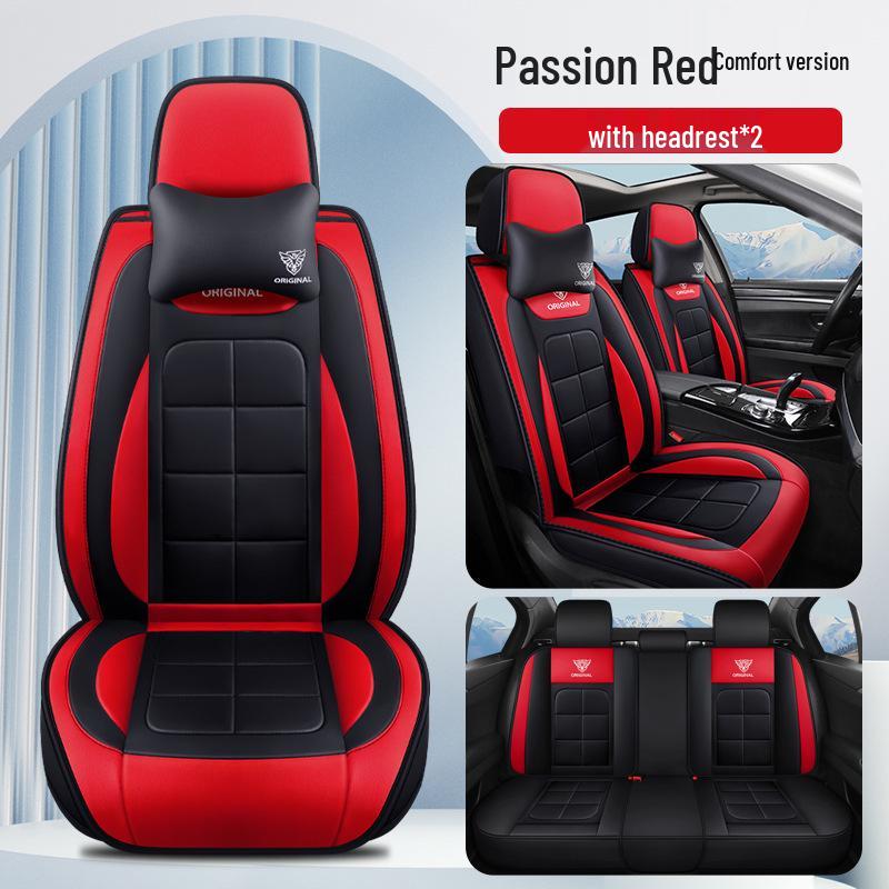 Universal Full-Surround Leather Car Seat Covers - Breathable, Wear-Resistant, Dirt-Resistant, Four-Season, for Five Seats.