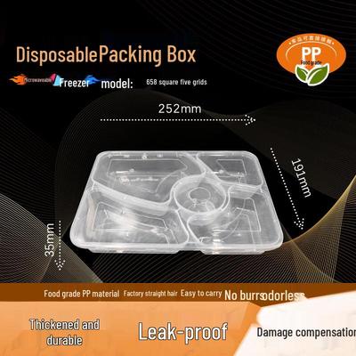 Disposable 5-Compartment Meal Prep Containers