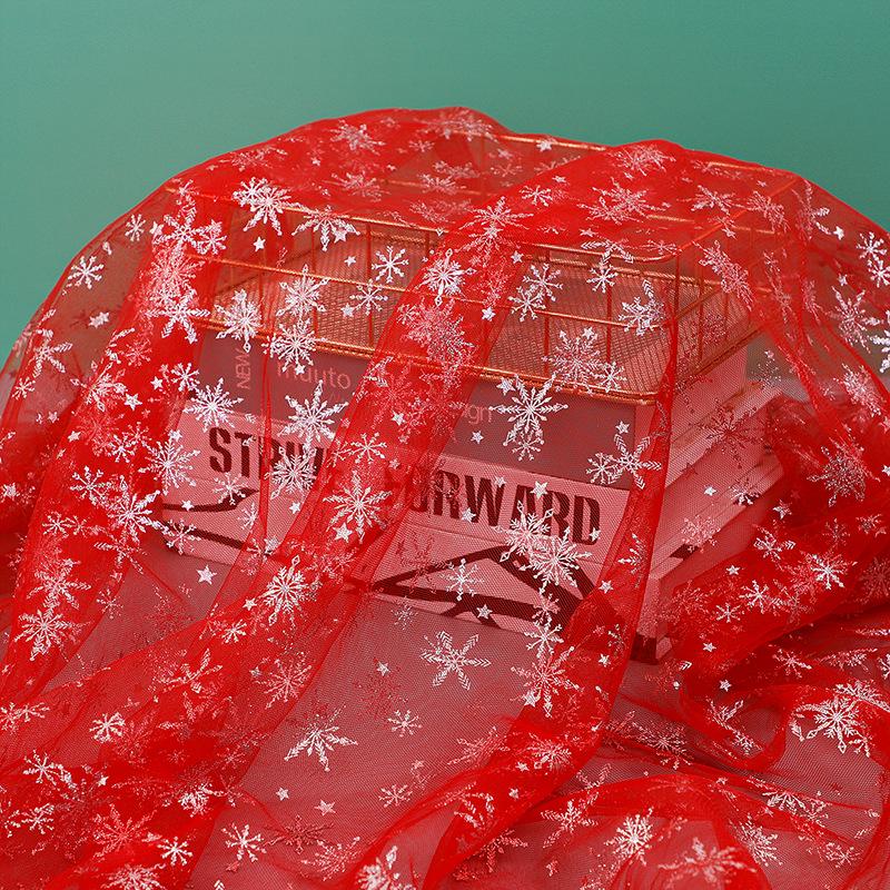 Individually Cuttable Silver Snowflake Mesh Fabric for Hair Accessories and Stage Costumes