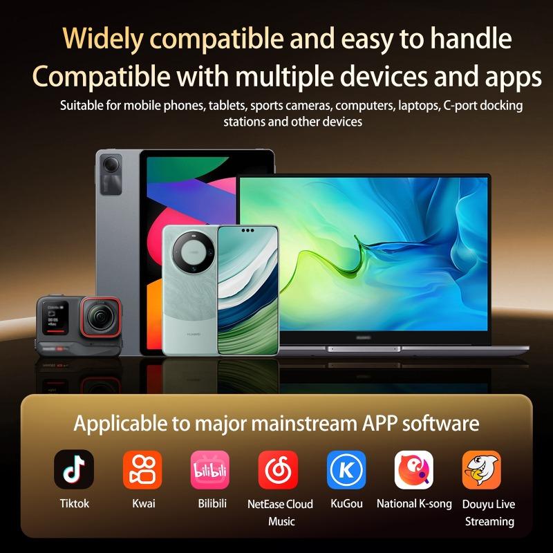 Portable Wireless Lavalier Lapel Microphone Dual-Microphone Plug and Play Mobile Phone Mic AI Noise Reduction for Vlog Live