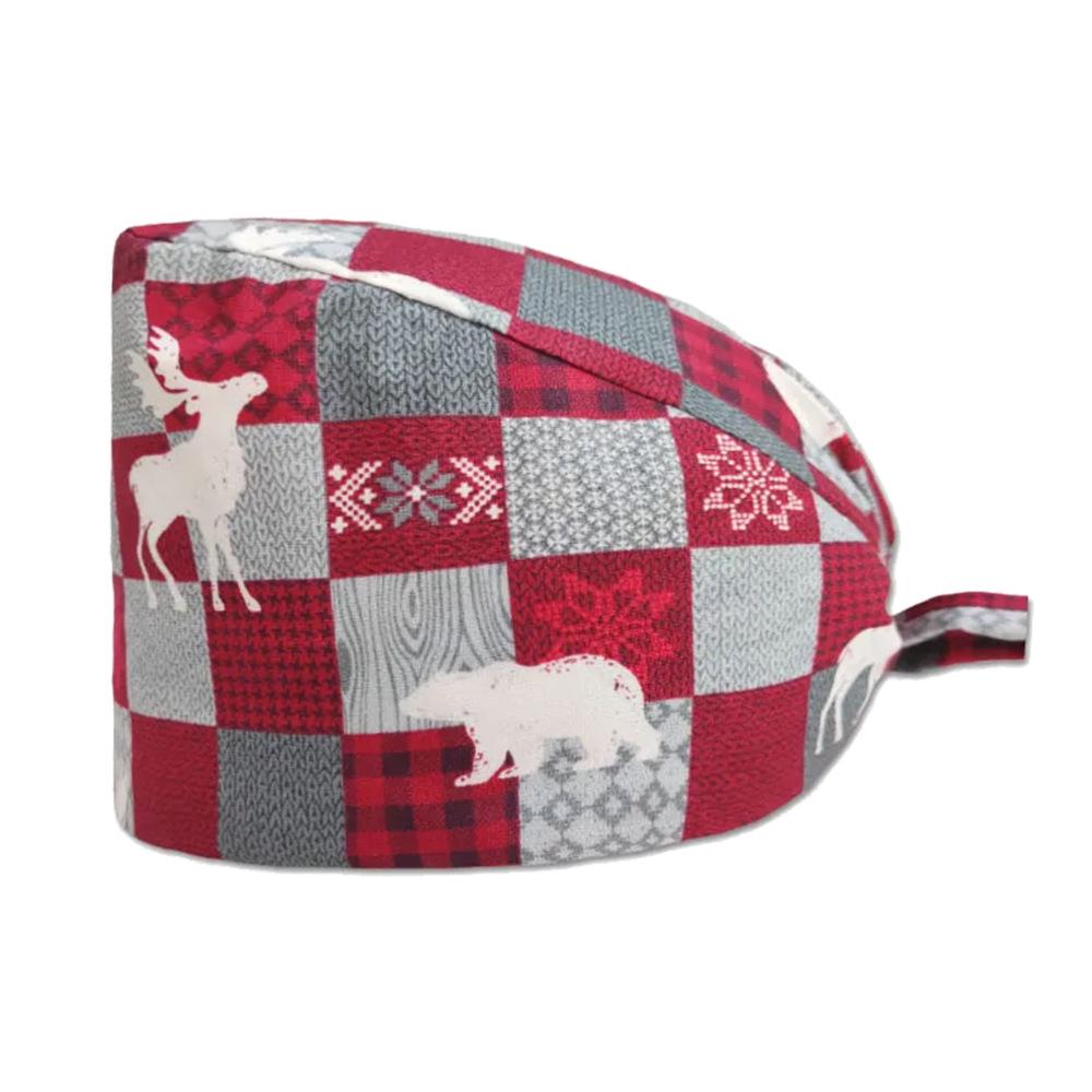 Cute Christmas Cartoon Surgical Cap - Comfortable Cotton Dustproof Head Cover for Chefs & Nurses